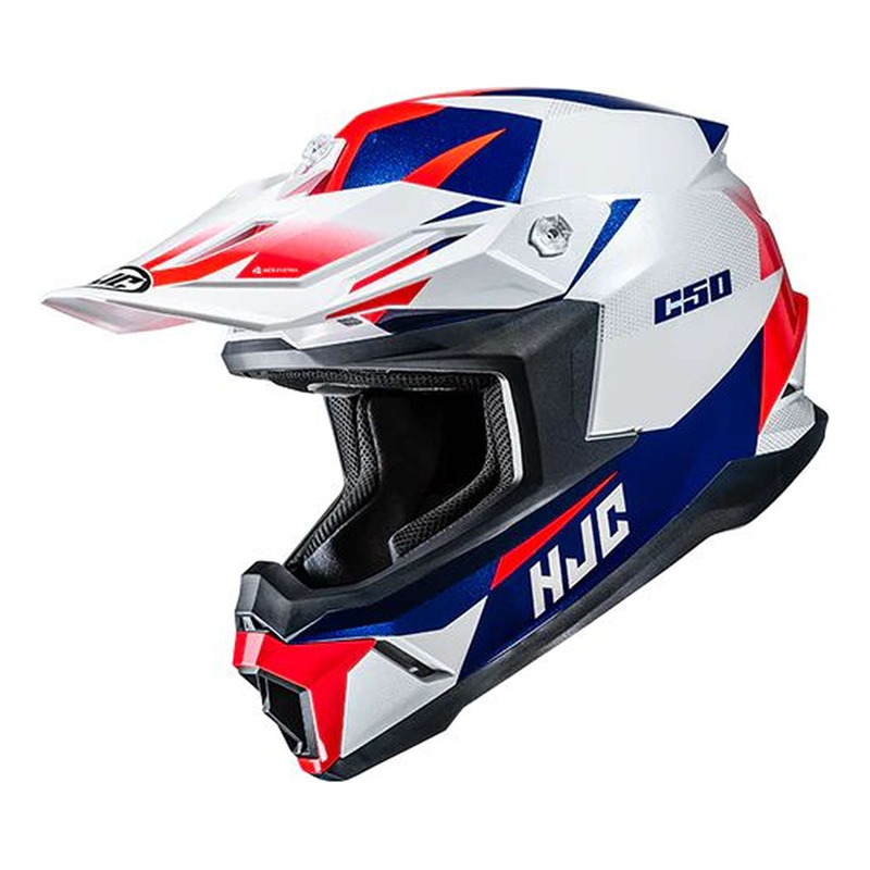 Casque cross HJC C50 Slide MC21 bleu/blanc/rouge brillant