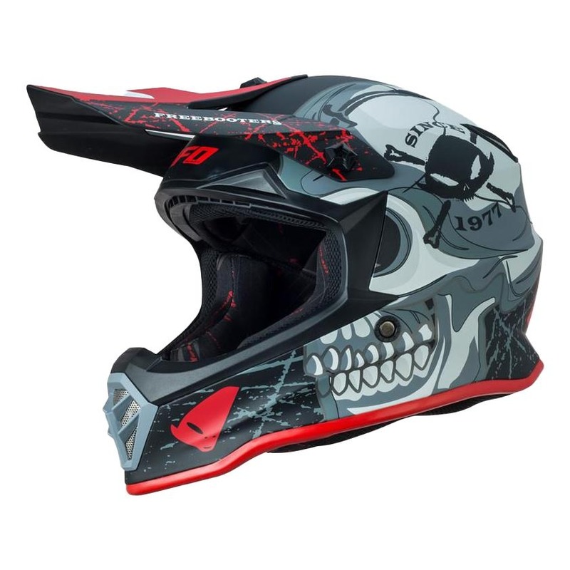 Casque cross junior Ufo Freebooter blanc/noir/rouge brillant- S