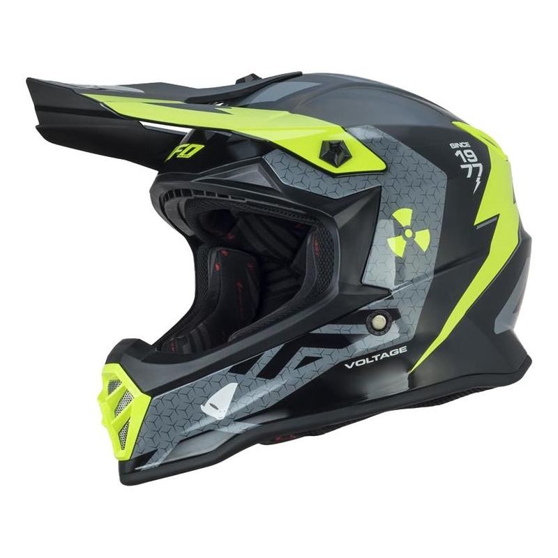 Casque cross junior Ufo Voltage noir/jaune fluo brillant- S