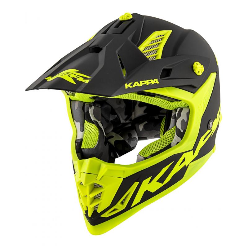 Casque cross Kappa KV39 basic noir mat/jaune fluo- XS