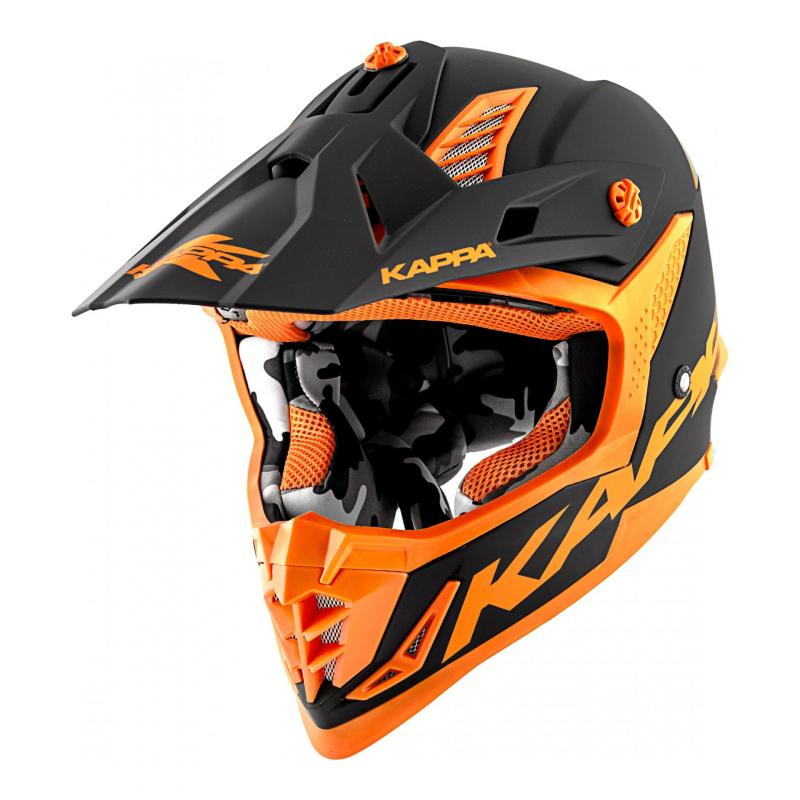 Casque cross Kappa KV39 Basic noir mat/orange fluo- XS