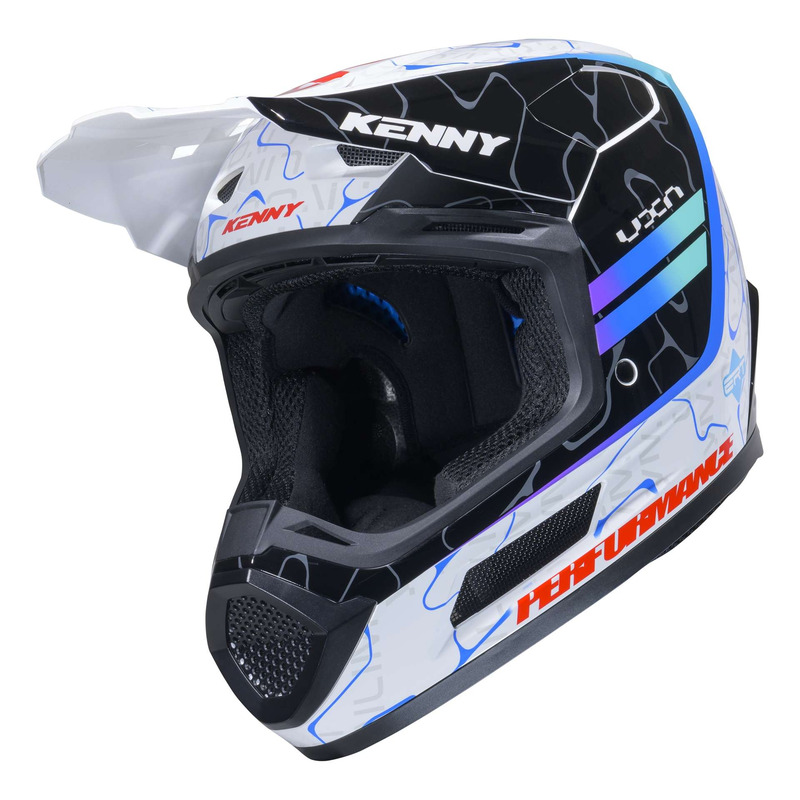 Casque cross Kenny Performance Graphic + wave blue/white