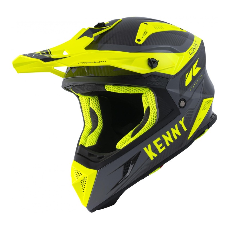 Casque cross Kenny Titanium carbone Graphic jaune fluo brillant 2022-