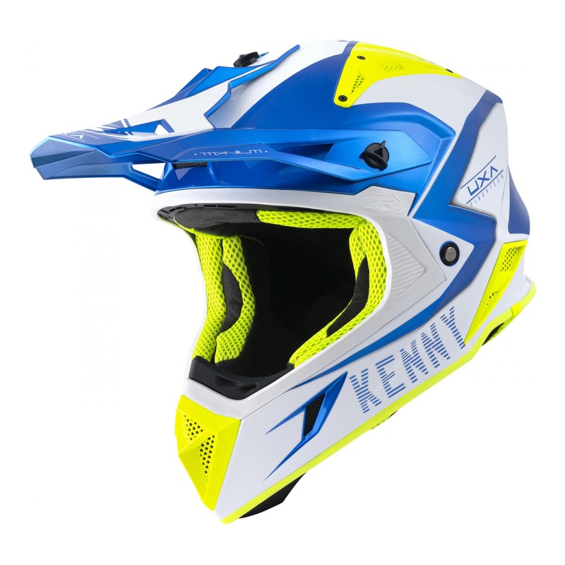 Casque cross Kenny Titanium Graphic Candy bleu/jaune fluo/blanc brilla