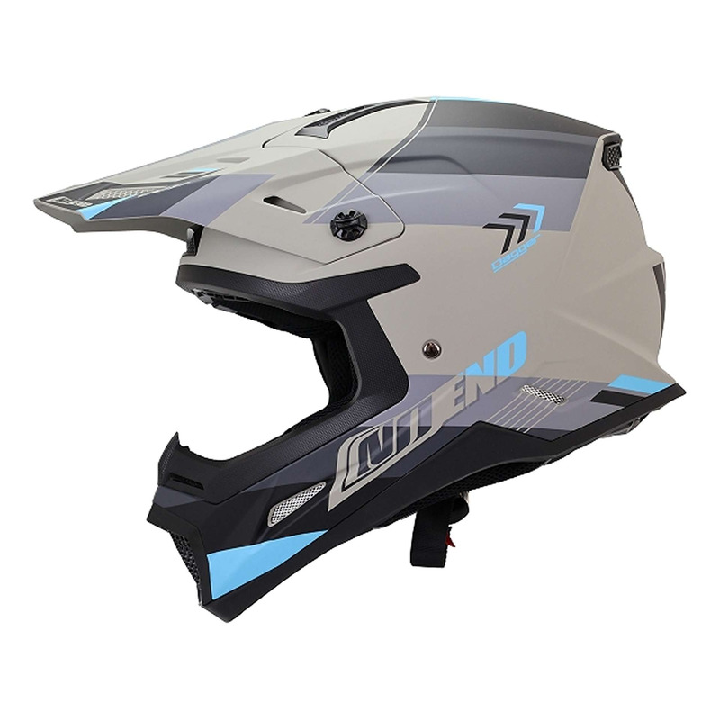Casque cross NOEND Dagger - Gris / Bleu Mat
