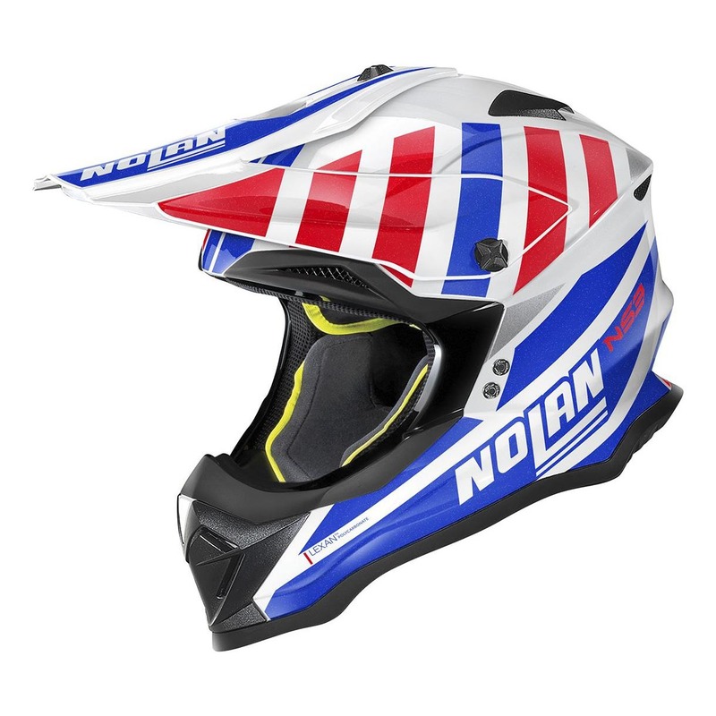 Casque cross Nolan N53 Cliffjumper Métal blanc/bleu/rouge- 2XS