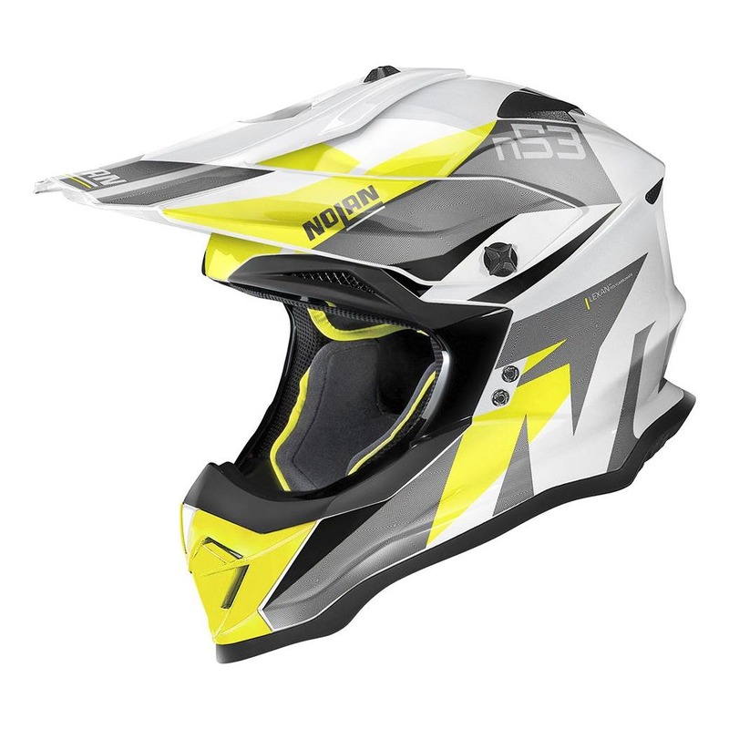 Casque cross Nolan N53 Portland Métal blanc/gris/jaune- 2XS