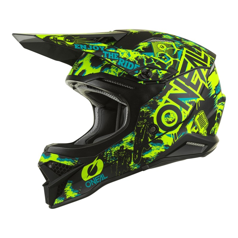 Casque cross O'Neal 3SRS Assault V.22 noir/jaune fluo/teal mat- XS