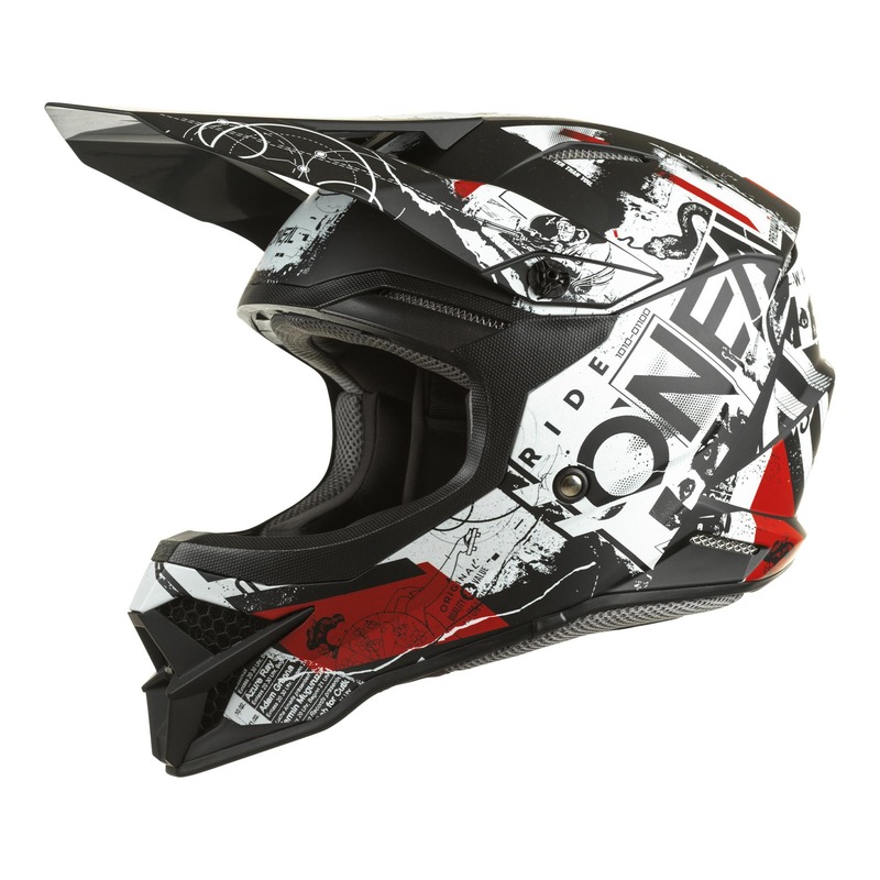 Casque cross O'Neal 3SRS Scarz V.22 noir/blanc/rouge mat- XS