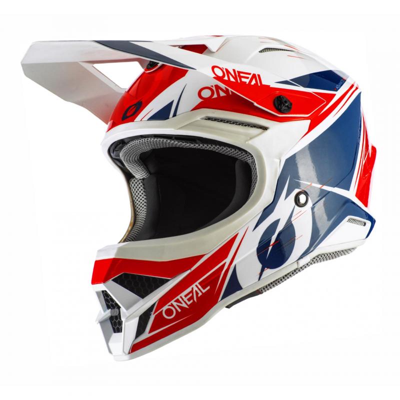 Casque cross O’Neal 3SRS Stardust blanc/bleu/rouge- XS
