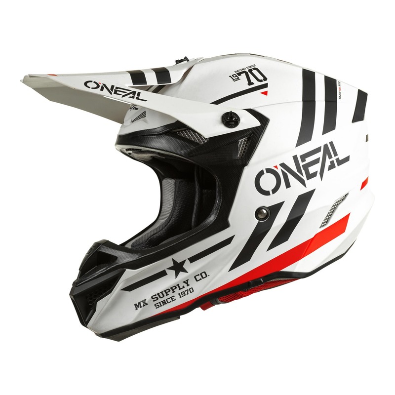 Casque cross O'Neal 5SRS Polyacrylite Squadron V.22 blanc/noir/rouge m