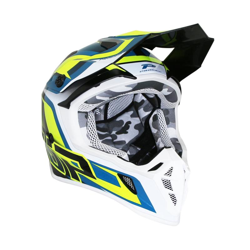 Casque cross Progrip 3180 bleu / jaune- XL