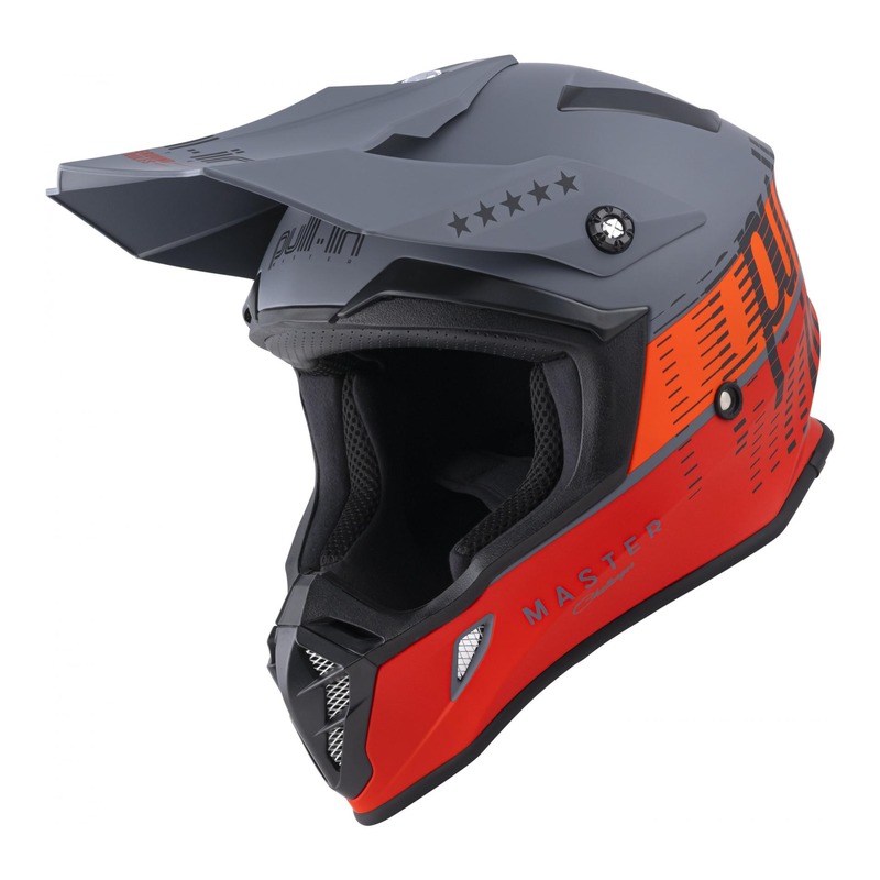 Casque cross Pull-in Master gris/orange/rouge brillant- XS