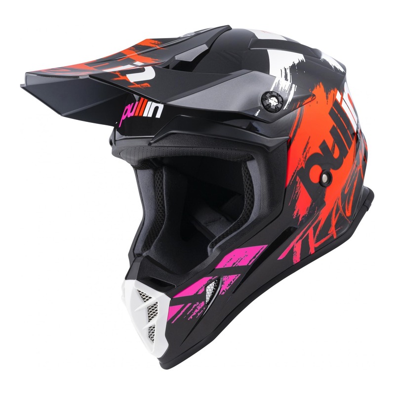 Casque cross Pull-in Trash noir/rose/orange brillant- XS