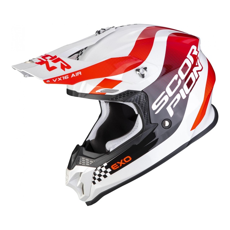 Casque cross Scorpion VX-16 Air Soul blanc/rouge- XS
