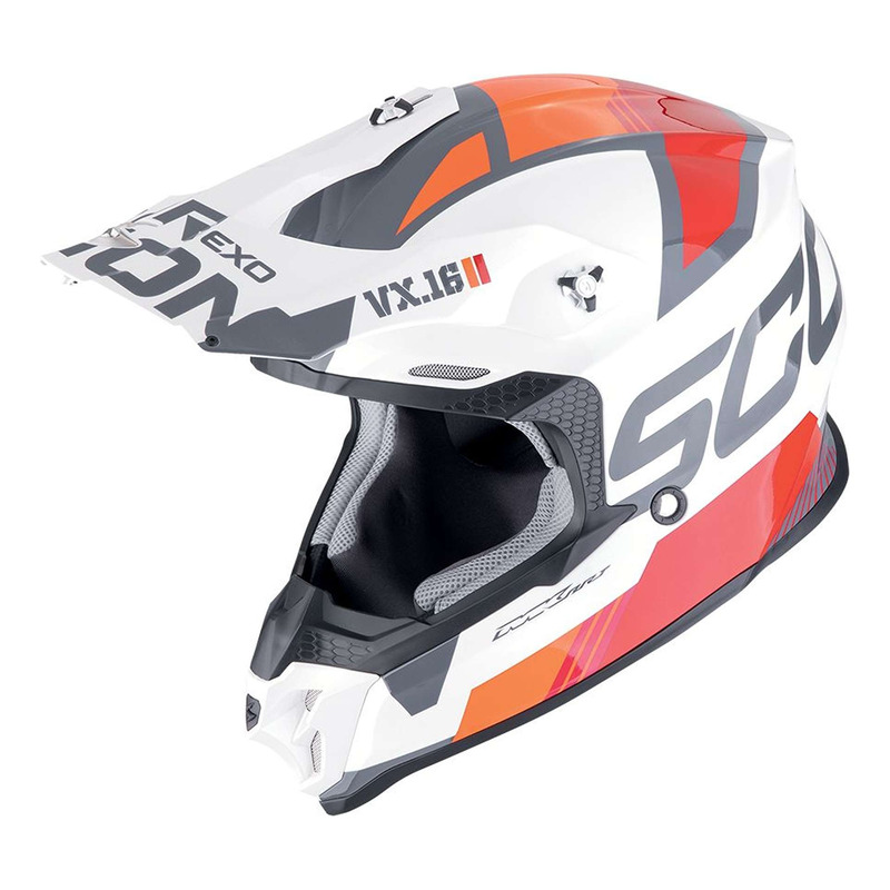 Casque cross Scorpion VX-16 Evo Air Analog white/orange