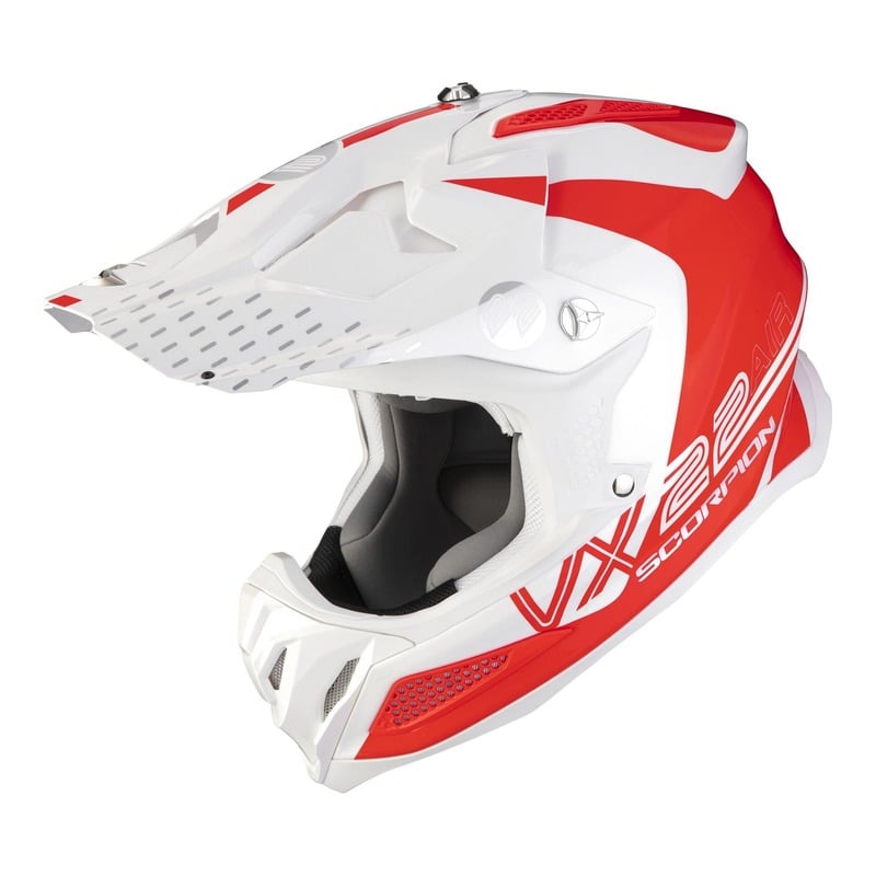 Casque cross Scorpion VX-22 Air MIPS Ares blanc/rouge fluo