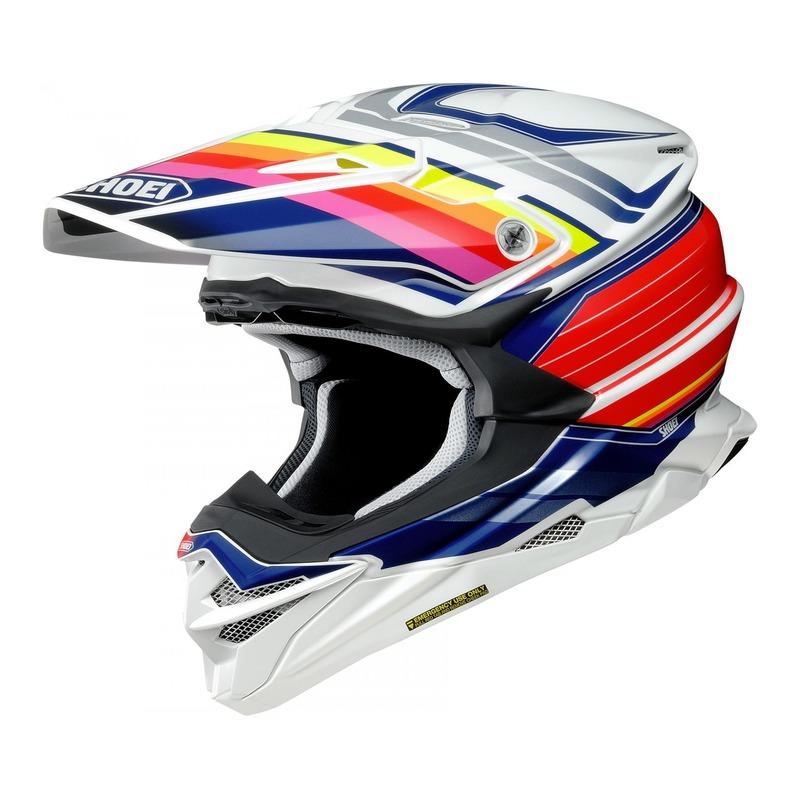 Casque cross Shoei VFX-WR Pinnacle TC-1 blanc/bleu/rouge/rose brillant