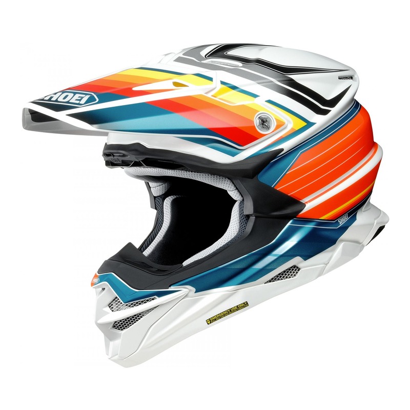 Casque cross Shoei VFX-WR Pinnacle TC-8 blanc/turquoise/orange/jaune b