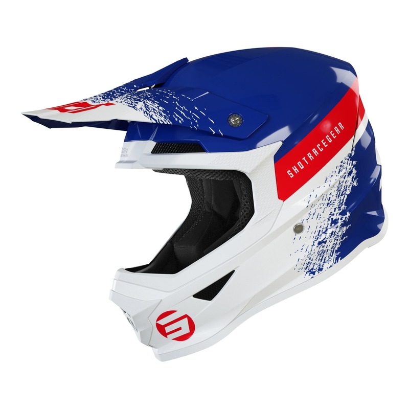 Casque cross enfant Shot Furious Roll Kid navy/blanc/rouge brillant- Y