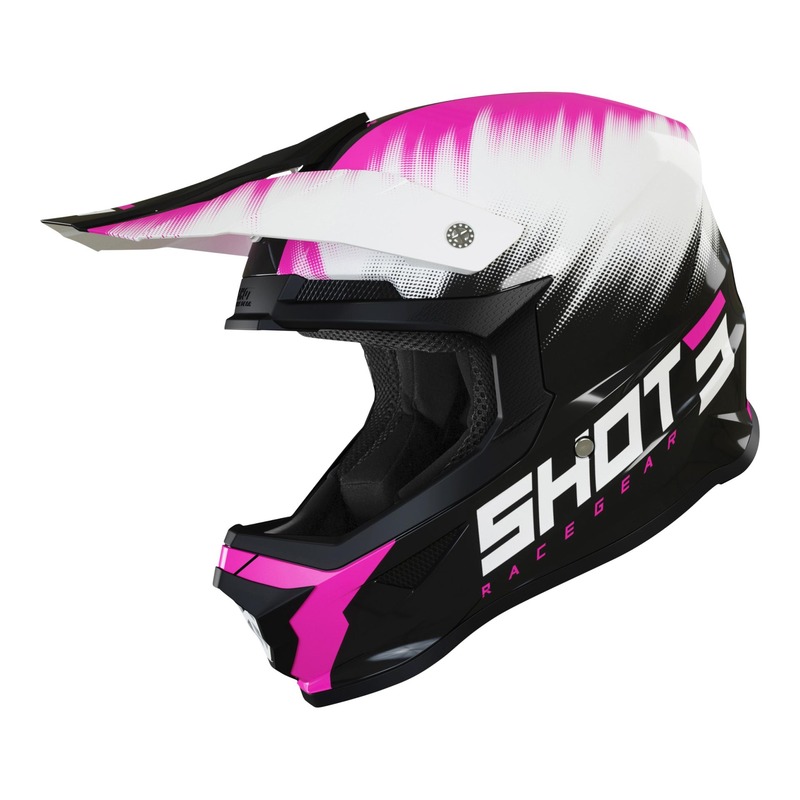 Casque cross Shot Furious Versus Kid rose/blanc/noir brillant- Y-S