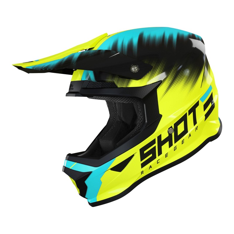 Casque cross Shot Furious Versus Kid jaune fluo/turquoise brillant- Y-