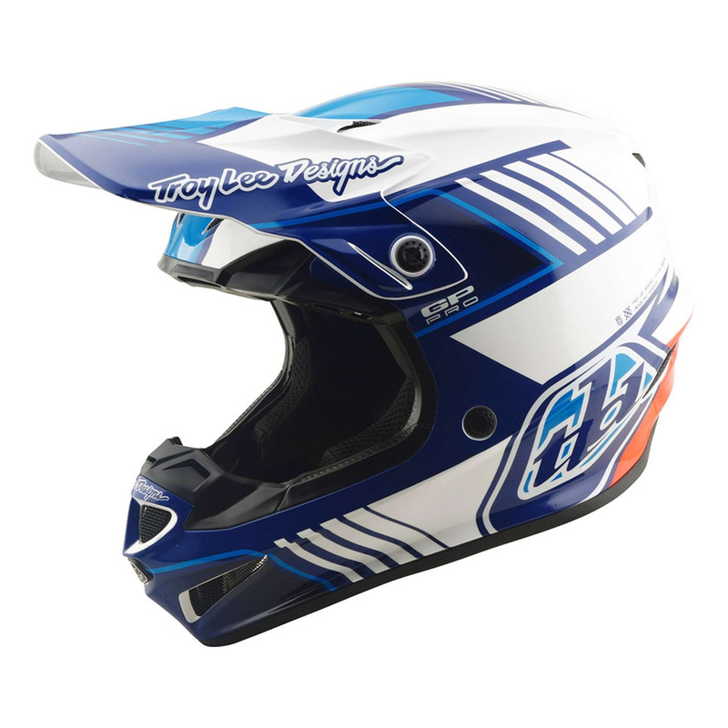 Casque cross Troy Lee Designs GP Pro MIPS Segment bleu/blanc