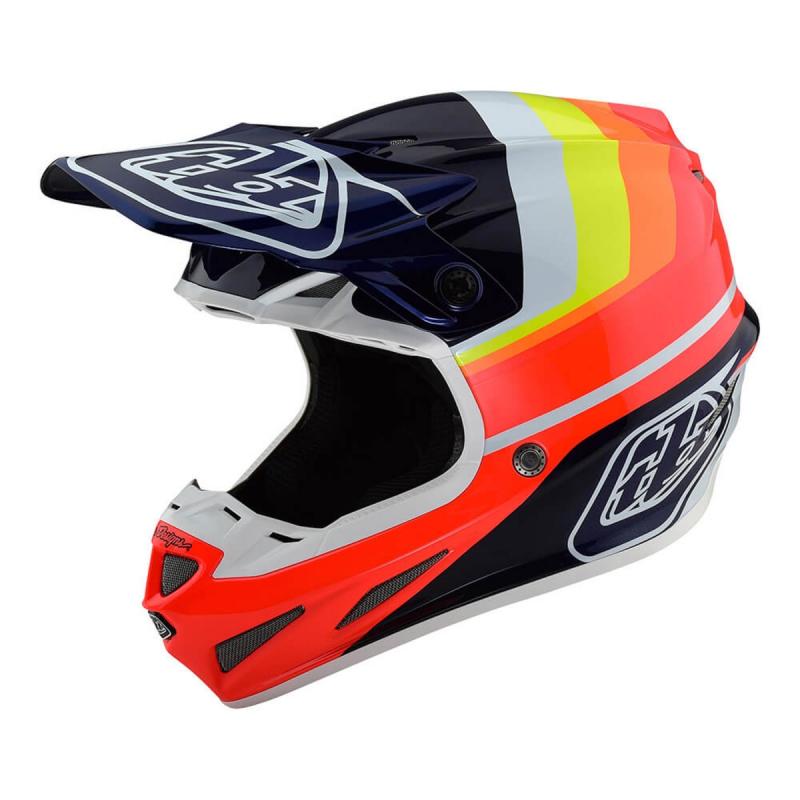 Casque cross Troy Lee Designs SE4 Carbon Mirage bleu/rouge- M