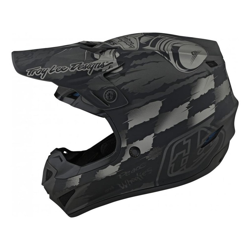 Casque cross Troy lee Designs SE4 Polyacrylite Strike gris/argent- S