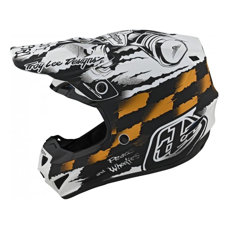 Casque cross Troy lee Designs SE4 Polyacrylite Strike blanc/noir- XS