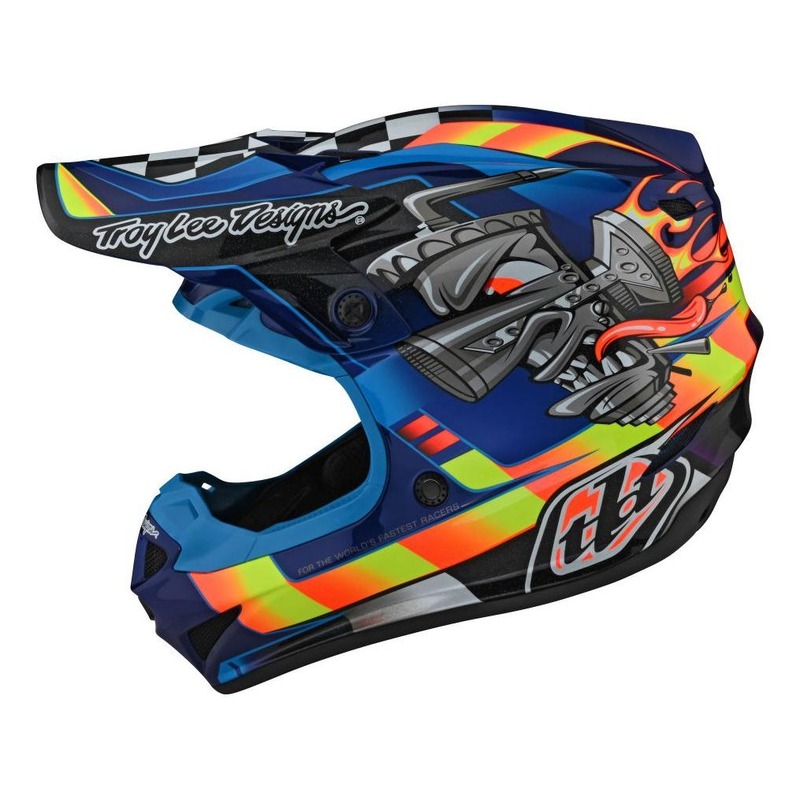 Casque cross Troy lee Designs SE4 Polyacrylite Carb bleu- XS