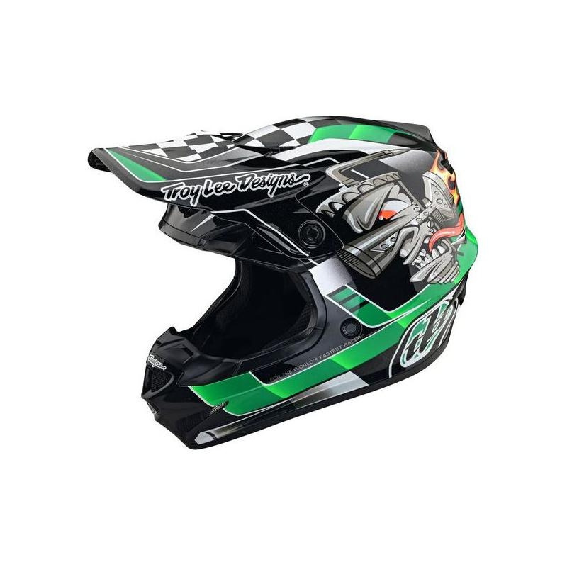 Casque cross Troy Lee Designs SE4 polyacrylite MIPS Carb green