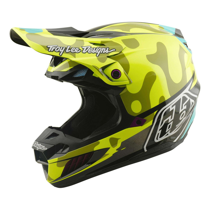 Casque cross Troy Lee Designs SE5 Composite MIPS Myth jaune fluo