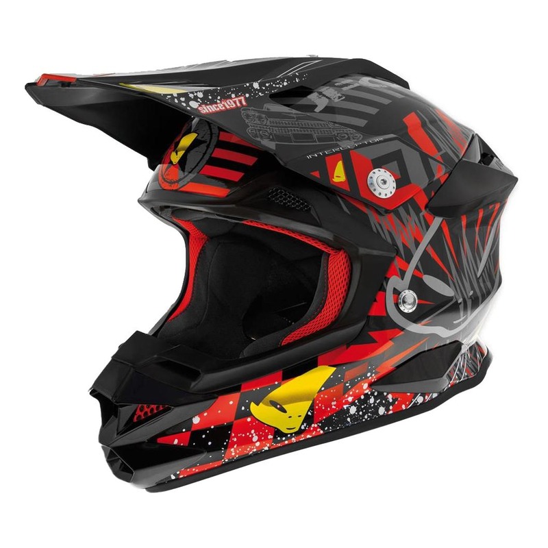 Casque cross Ufo Interceptor Jackpot noir/rouge brillant- S