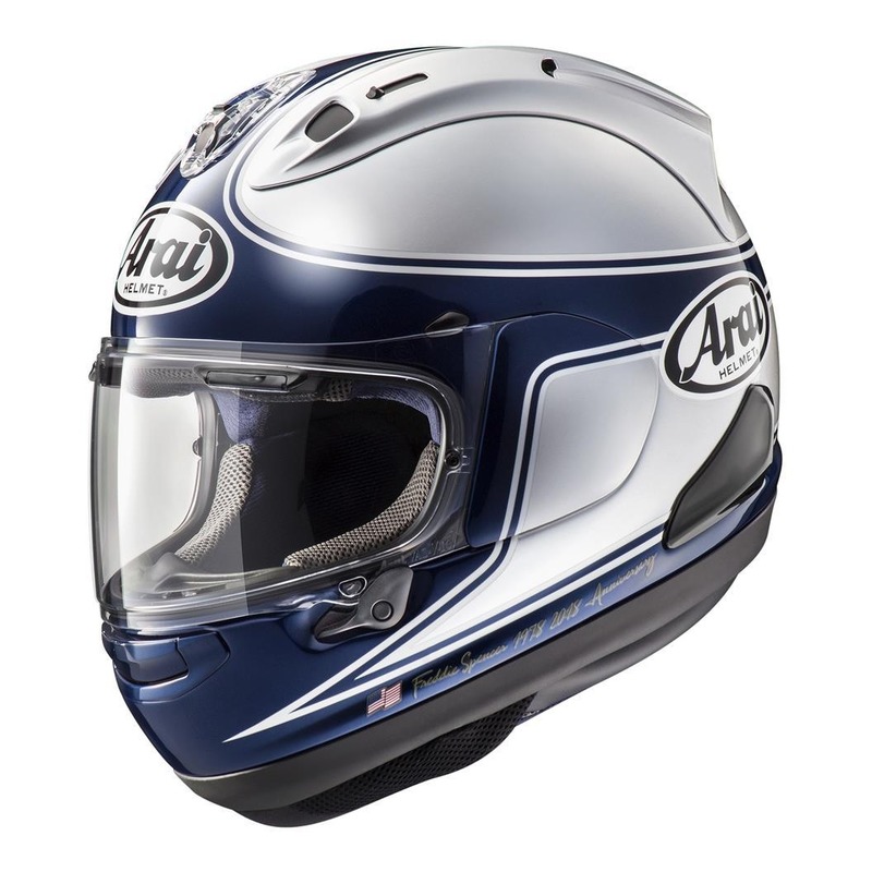 Casque intégral Arai RX-7V Spencer 40th silver argent/bleu brillant-