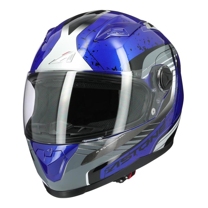Casque intégral Astone GT2 Geko bleu/argent brillant- XS