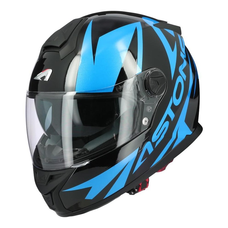 Casque intégral Astone GT800 Evo Skyline noir/bleu chrome brillant- X