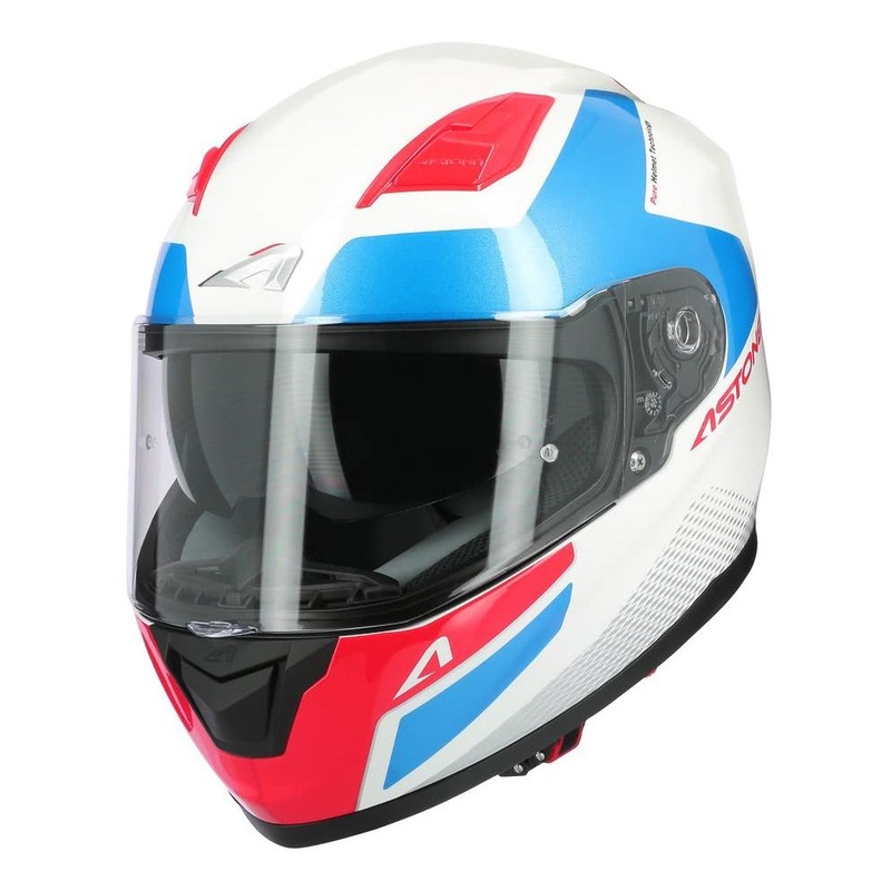 Casque intégral Astone GT900 Race blanc/bleu/rouge brillant- XS