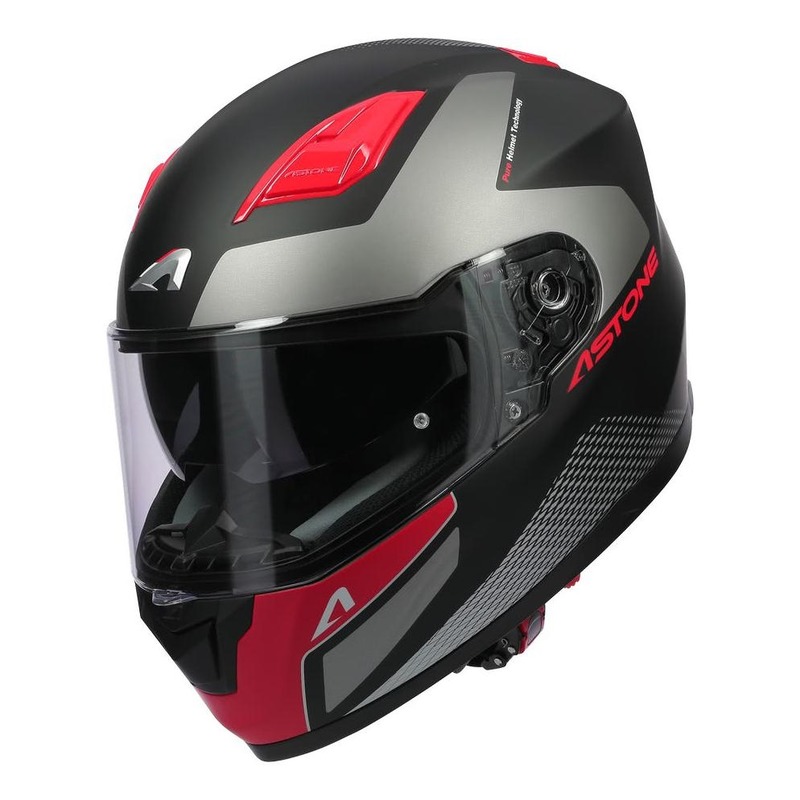 Casque intégral Astone GT900 Race rouge fluo/noir/gris mat- XS