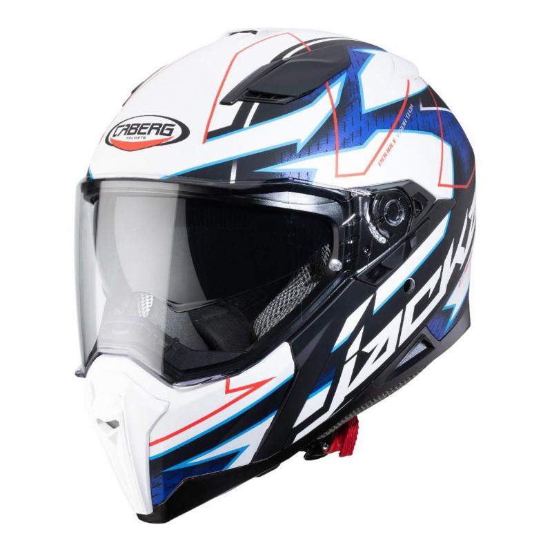 Casque intégral Caberg Jackal Techno blanc/bleu/rouge fluo mat- S