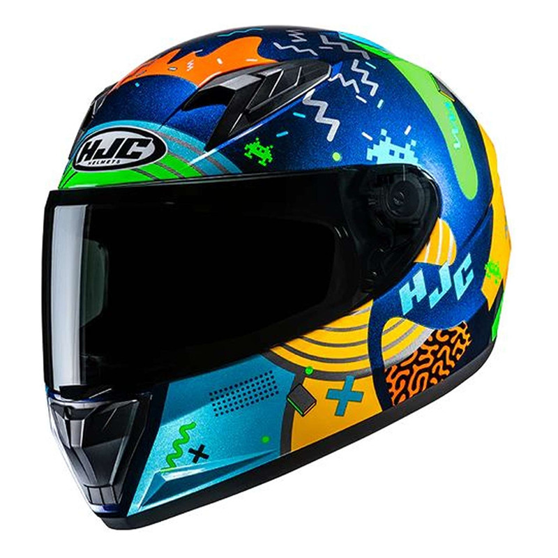 Casque intégral enfant HJC Y10 Mika MC26 bleu/orange/vert brillant