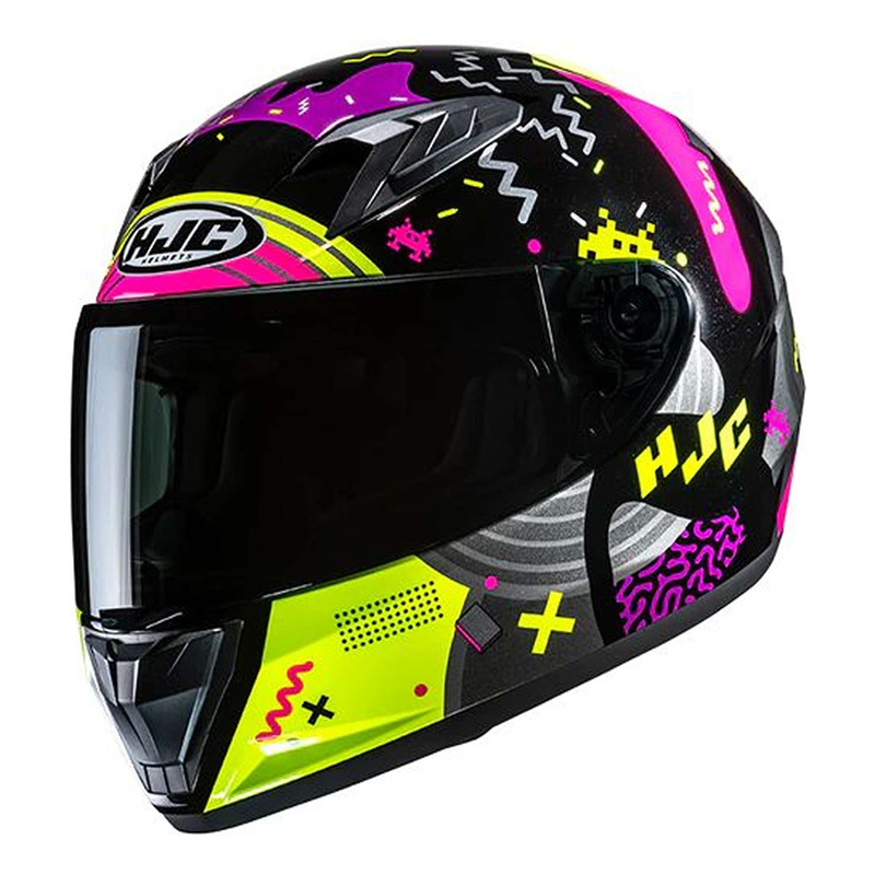 Casque intégral enfant HJC Y10 Mika MC3H noir/jaune fluo/rose brillant