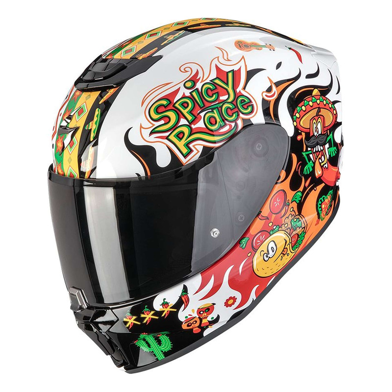 Casque intégral enfant Scorpion Exo-JNR Air Yucatan blanc/orange/noir