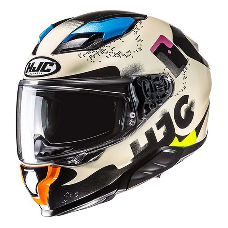 Casque intégral HJC F71 Faco MC28 beige/rose/bleu brillant