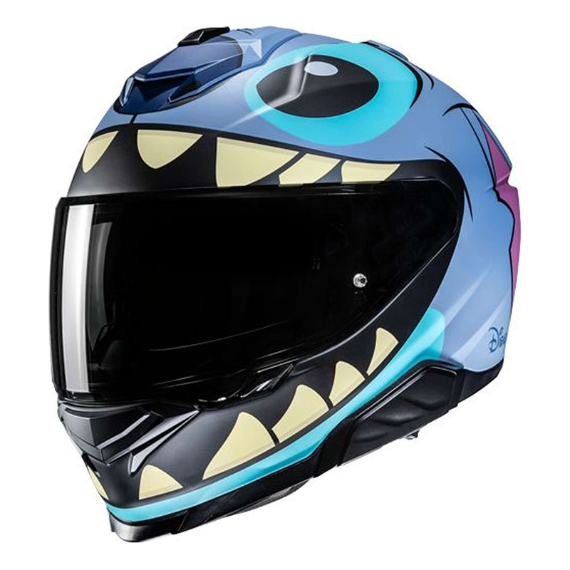 Casque intégral HJC i71 Stitch Disney MC2SF bleu/rose mat