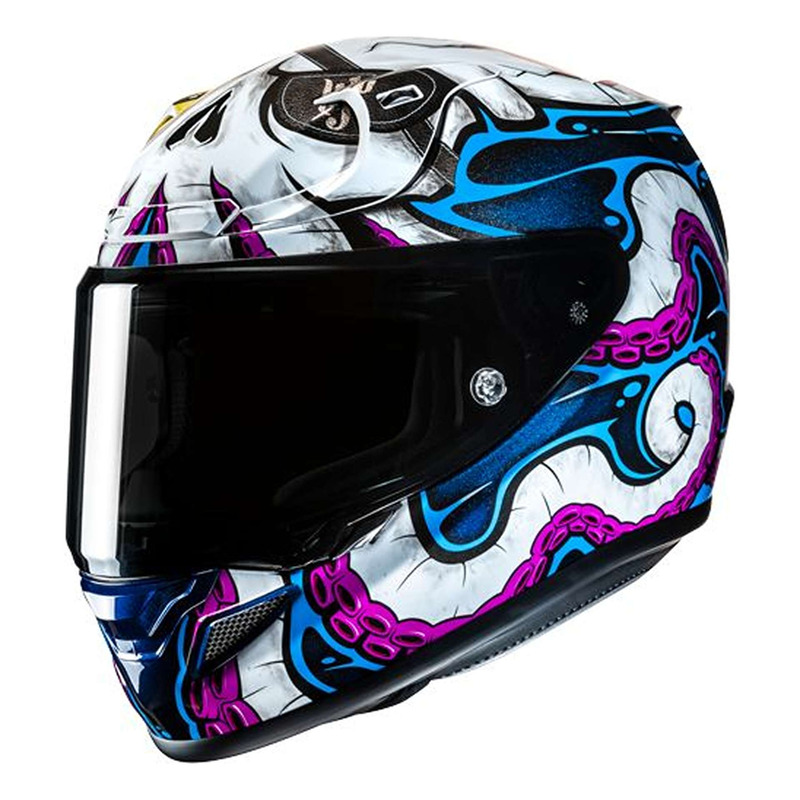 Casque intégral HJC RPHA12 Kraken MC28 bleu/blanc/rose brillant