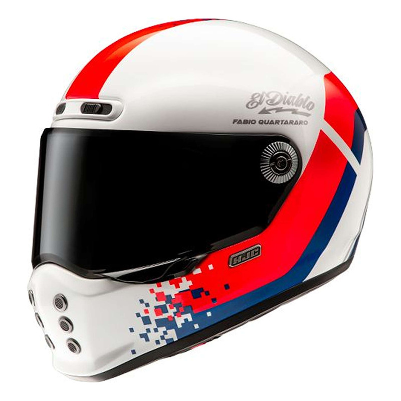 Casque intégral HJC V10 FQ20 Retro MC21 blanc/bleu/rouge brillant