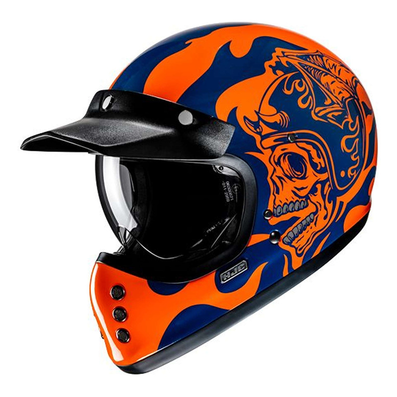 Casque intégral HJC V60 Flame MC27 bleu/orange brillant