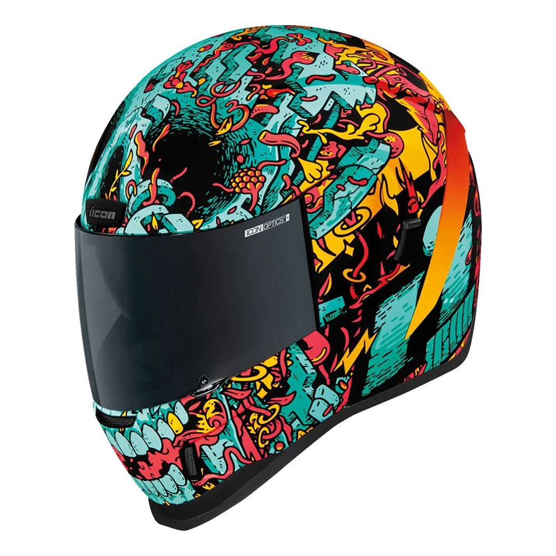 Casque intÃ©gral Icon Airformâ ¢ Munchies MIPSÂ® bleu/vert/orange bril