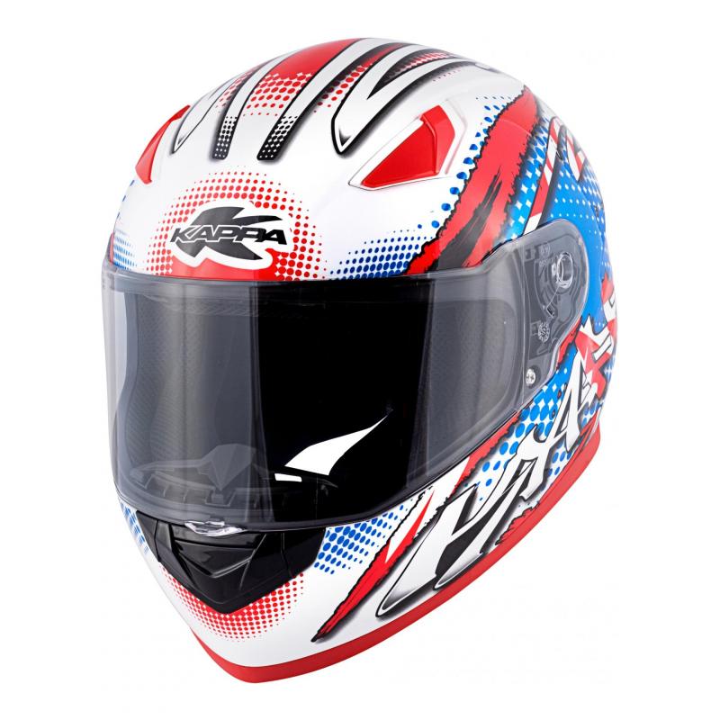 Casque intégral Kappa KV38 Houston Spray blanc verni/bleu/rouge- M